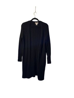 Amber sky women’s black, long line cable, knit cardigan, sweater XL